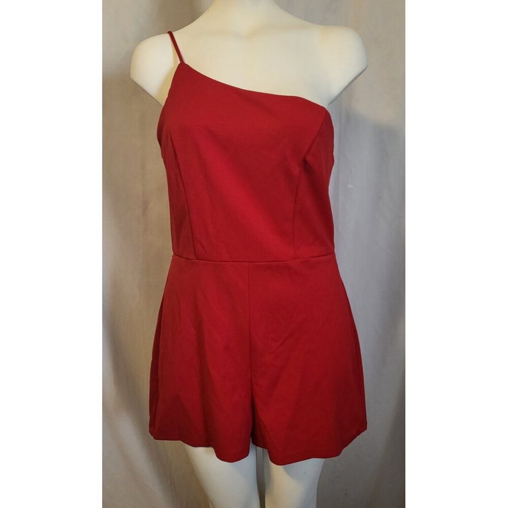 Crystal Sky One Shoulder Romper Red Size Large One Piece Sleeveless NWOT